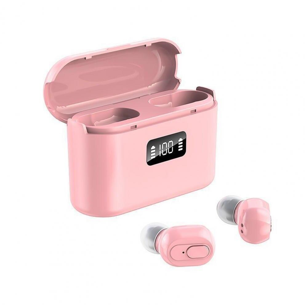 J21 TWS Wireless headphones 5.1 Earphone Noise Cancelling Headset Stereo Sound Music In-ear Earbuds For Android IOS smart phone: Pink