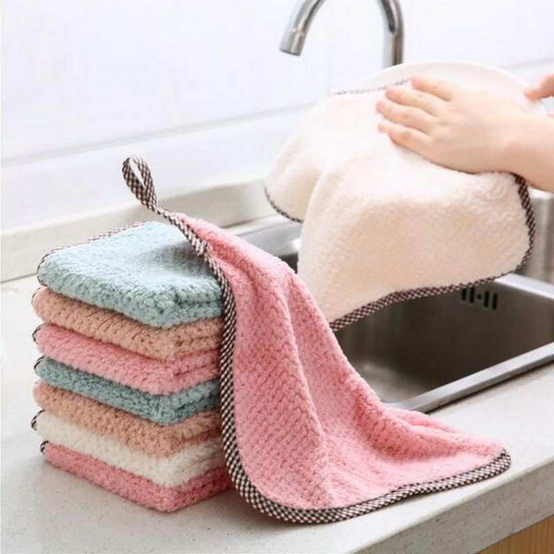 Coral Fleece Handable Handdoek Badkamer Keuken Handdoek Absorberend Doekje Pluche Handdoek