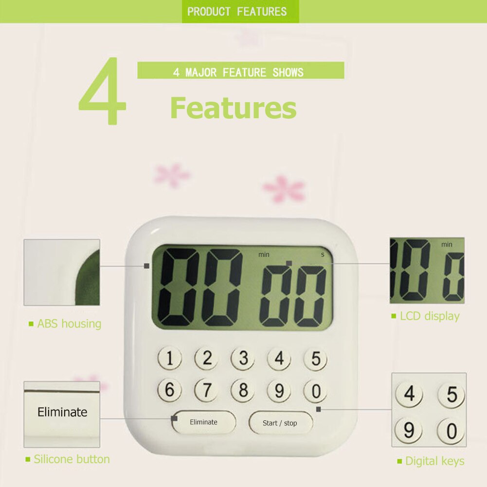 Multi-function Countdown Timer Stopwatch Alarm with LCD Digital Screen Display Cooking Bake Electronic Clock Timer