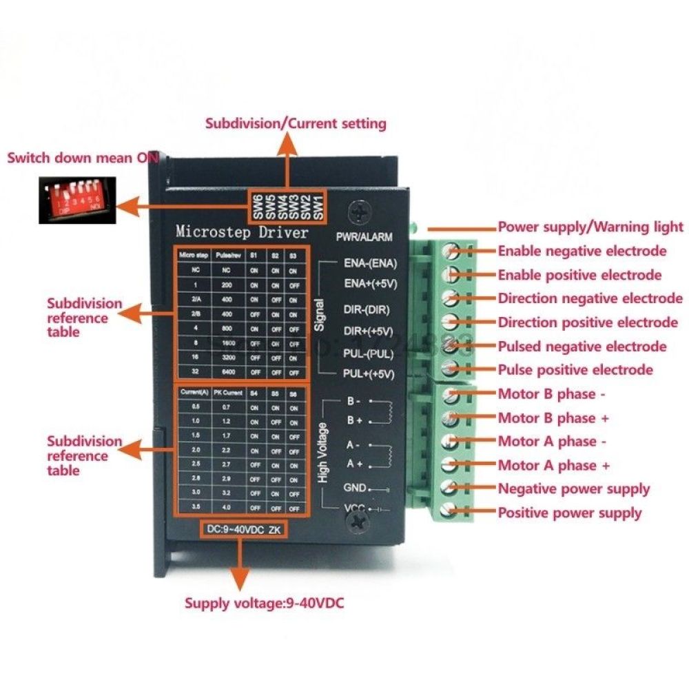 TB6600 Verbeterde Versie 4A 40V Dc 42 / 57 / 86 Stappenmotor Driver Controller 32 Segmenten Micro-stap Cnc 1 As 2 / 4 Fase