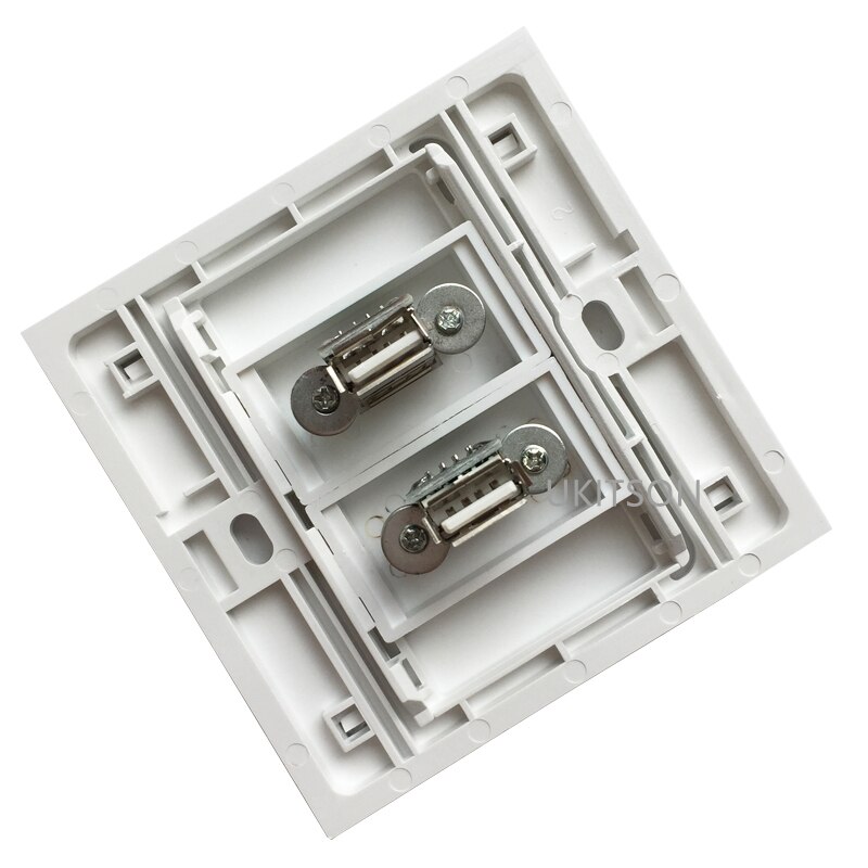 Dual USB2.0 Port Wall Panel Outlet 2 USB Socket Faceplate 86x86mm For Data Transfer