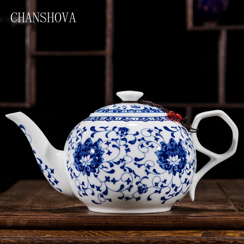 CHANSHOVA China Blau und weiß dünne porzellan teekanne Hohe kapazität 320ML 1L Keramik Tee topf traditionellen chinesischen Tee-einstellen