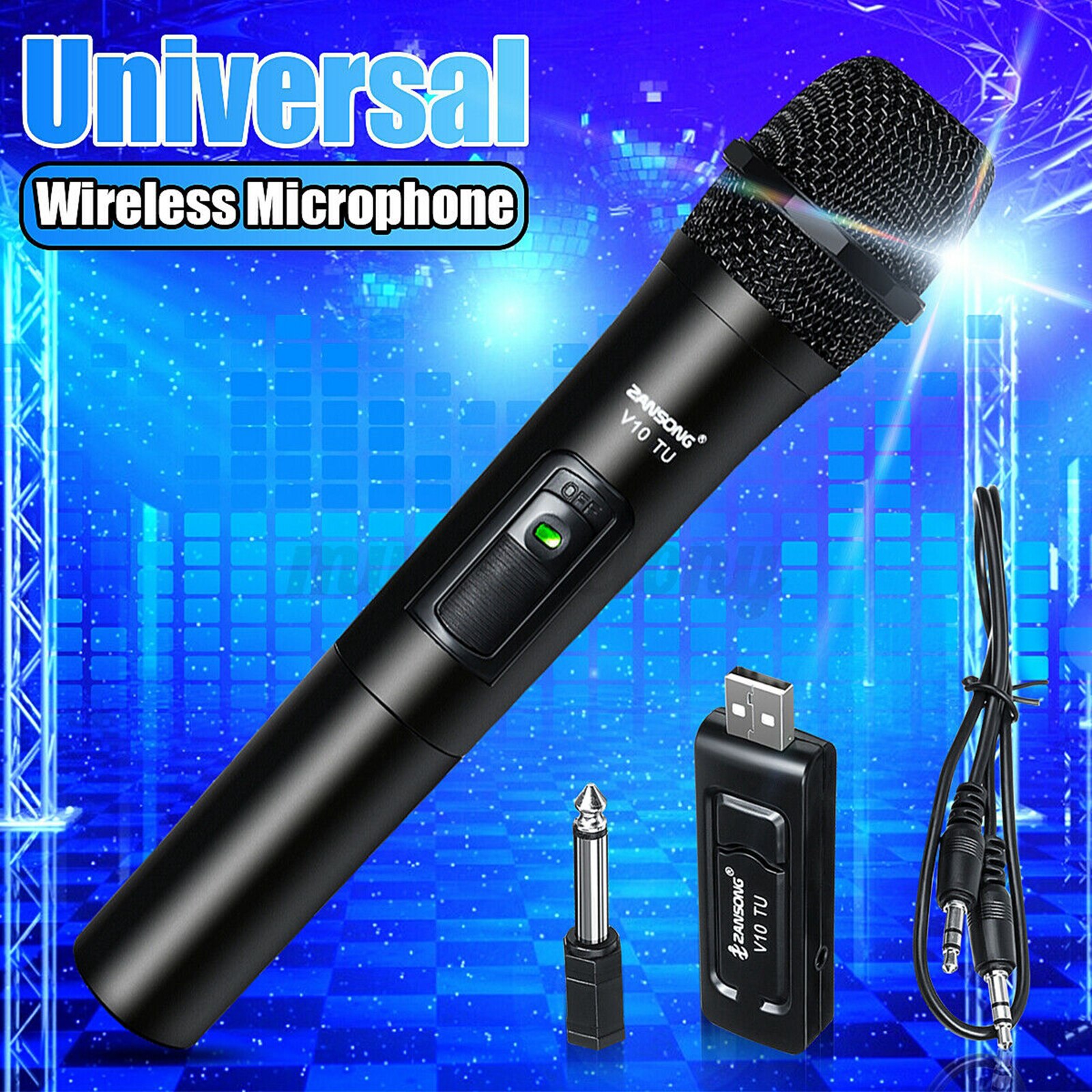 Wireless Microphone, VHF Cordless Handheld Mic with Receiver, for