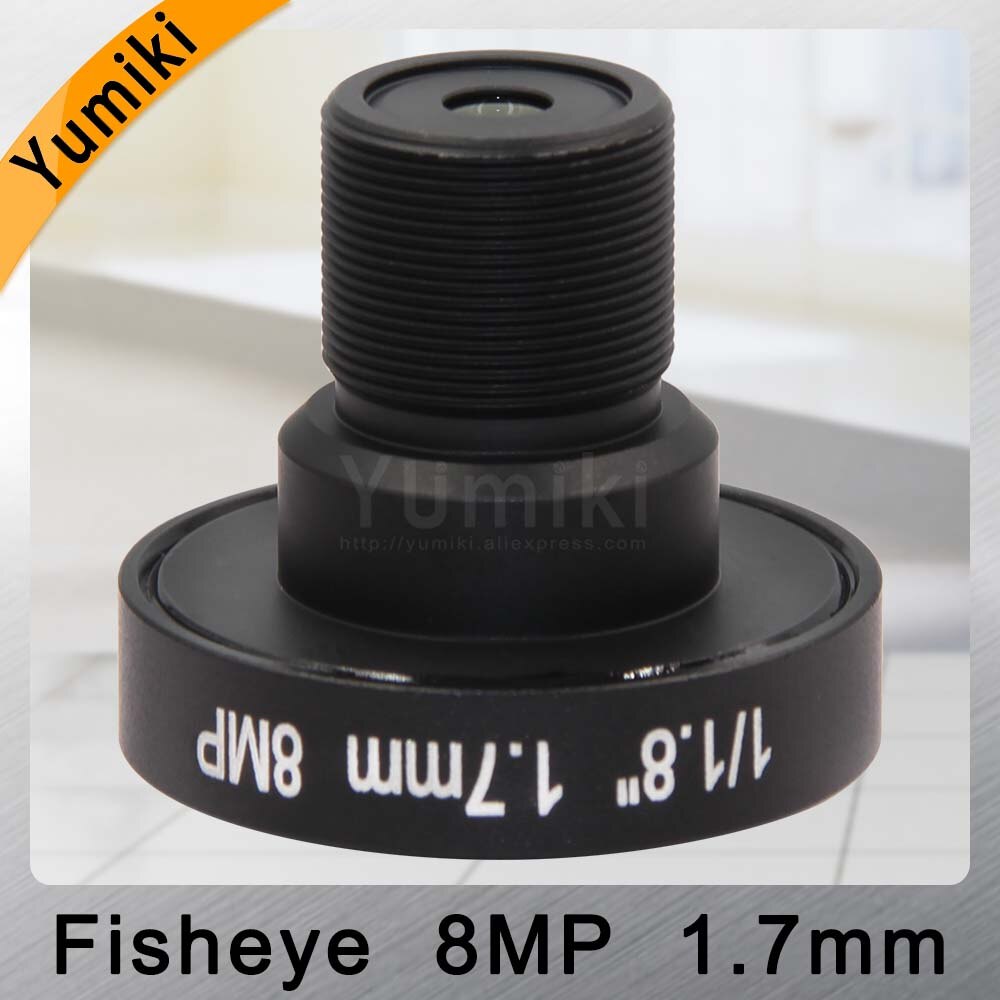 Yumiki Fisheye 8MP 1.7mm IR CCTV Camera Lens HD 8.0Megapixel F2.0 1/1.8" Image Format M12 Mount Wide Viewing Angle 185Degree
