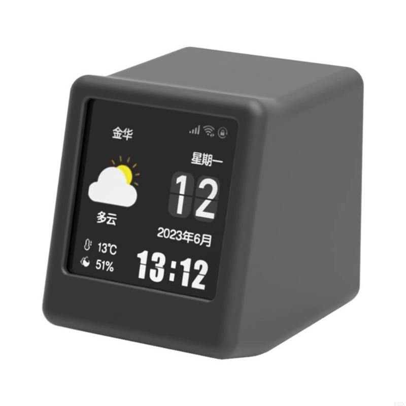 K32c multifunctionele bureau wifi digitale klok draadloos weerstation met thermometer hygrometer helderheid verstelbaar
