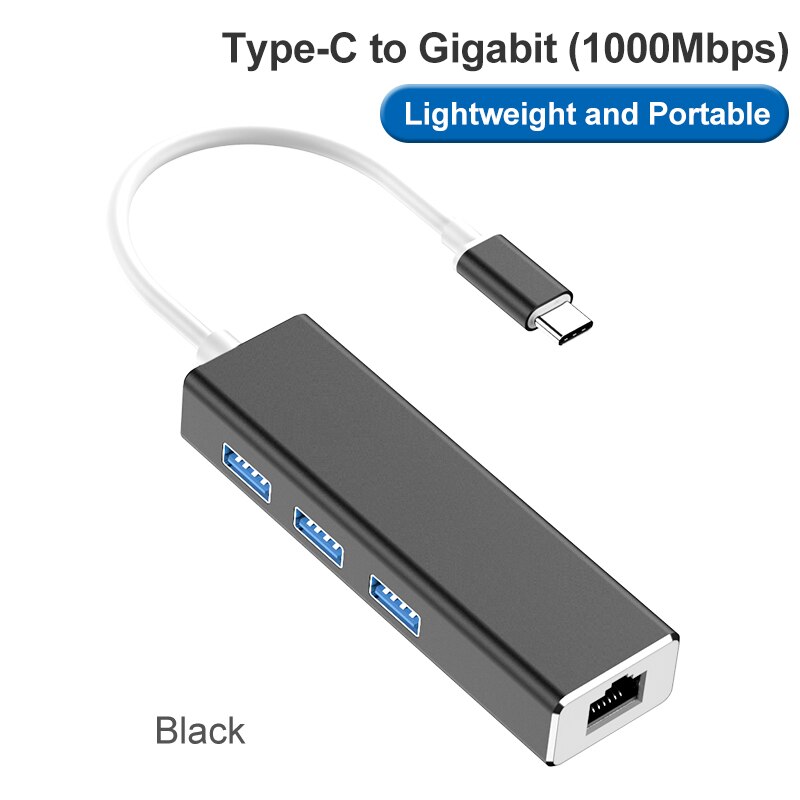 Hub usb 4 ports 4-en-1 hub usb type c hub station d'accueil: Black