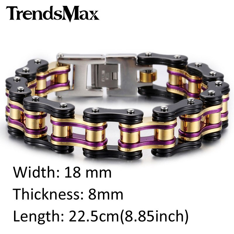 Men's Bracelets Hiphop Biker Motorcycle Link Chain 316L Stainless Steel Bracelet For Male Jewelry 18/18.5/19mm KHBM56: HB270