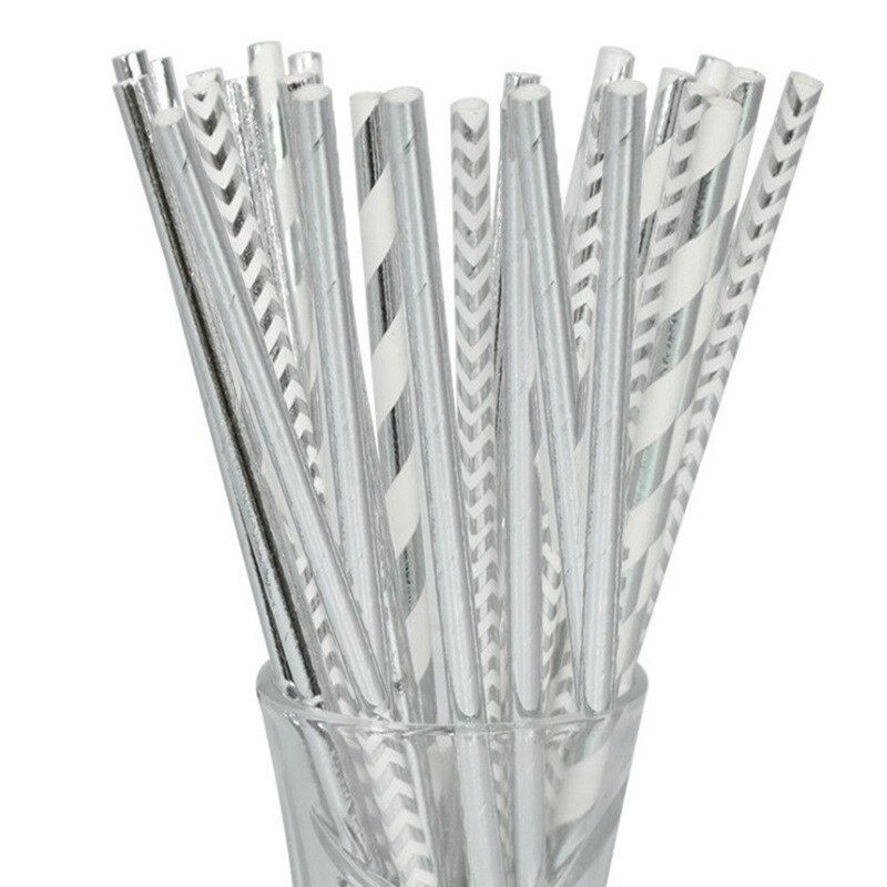 25 Stuks Stro Drinken Papier Rietjes Gunst Voor Bruiloft Decoratie Anniversary Dag Baby Shower Party Verjaardagslevering: 7