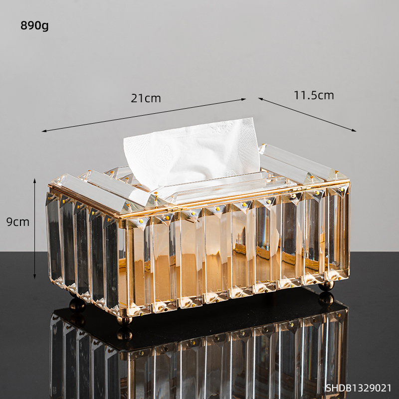 Luxury Crystal Glass Tissue Box Metal Decoration Nordic Home Decor Paper Rack Napkin Holder Candle Holder Makeup Organizer Box: tissue box 3