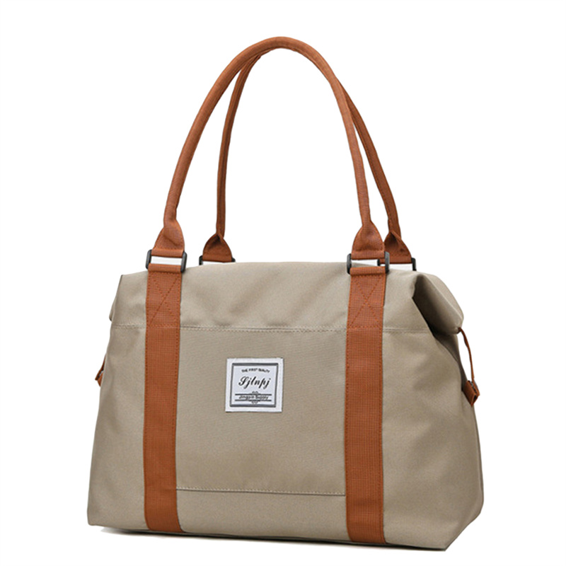 Large Travel Bag Women Cabin Tote Bags Handbag Oxford Cloth Canvas Waterproof Shoulder Bags Women Weekend Overnight Bag: Chocolate