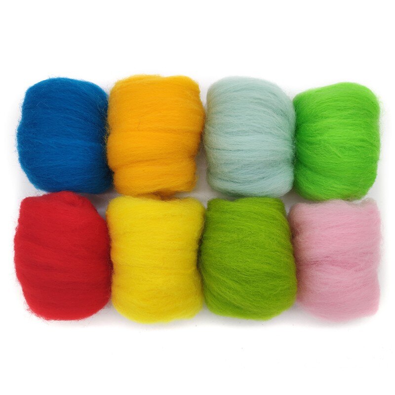 8 Pack Needle Felting Wool Roving 10g x 8 Color Total 80g Merino Wool 70S (19 Microns) Eco-friendly Super Soft Natural: No. 12