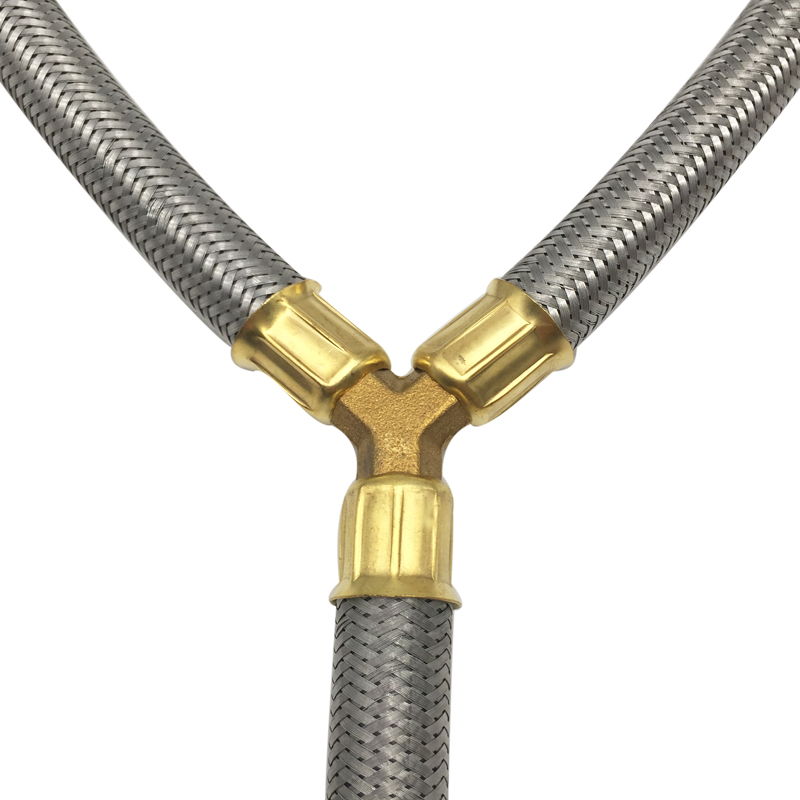 Propane Grill Y-Splitter Extension Adapter Braided Hose with 3/8&quot; Flare Connection