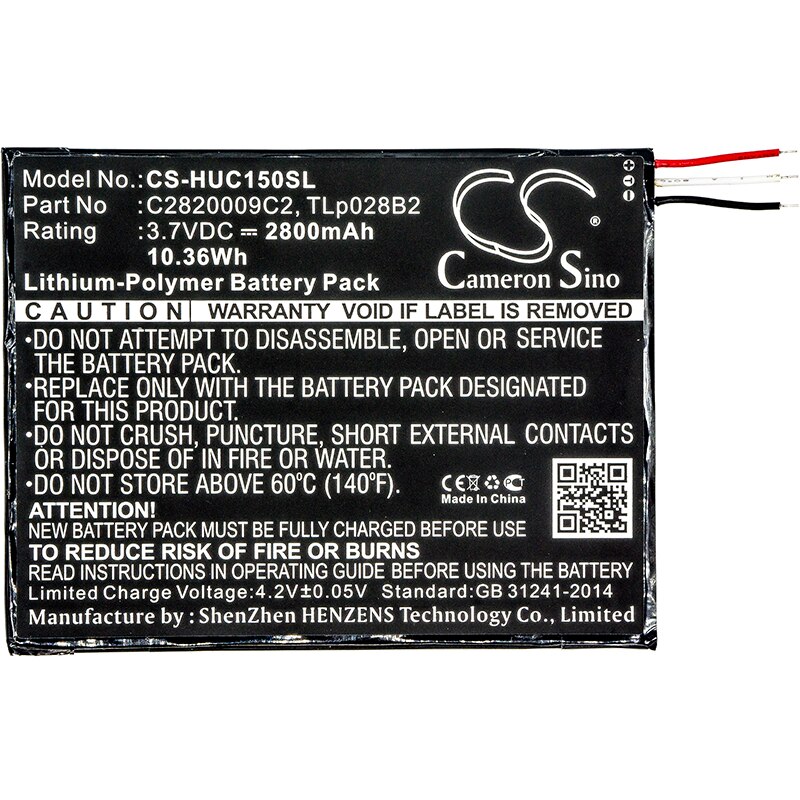Cameron Sino 2800Mah Batterij Voor Alcatel C2820009C2,TLp028B2,TLp028BC