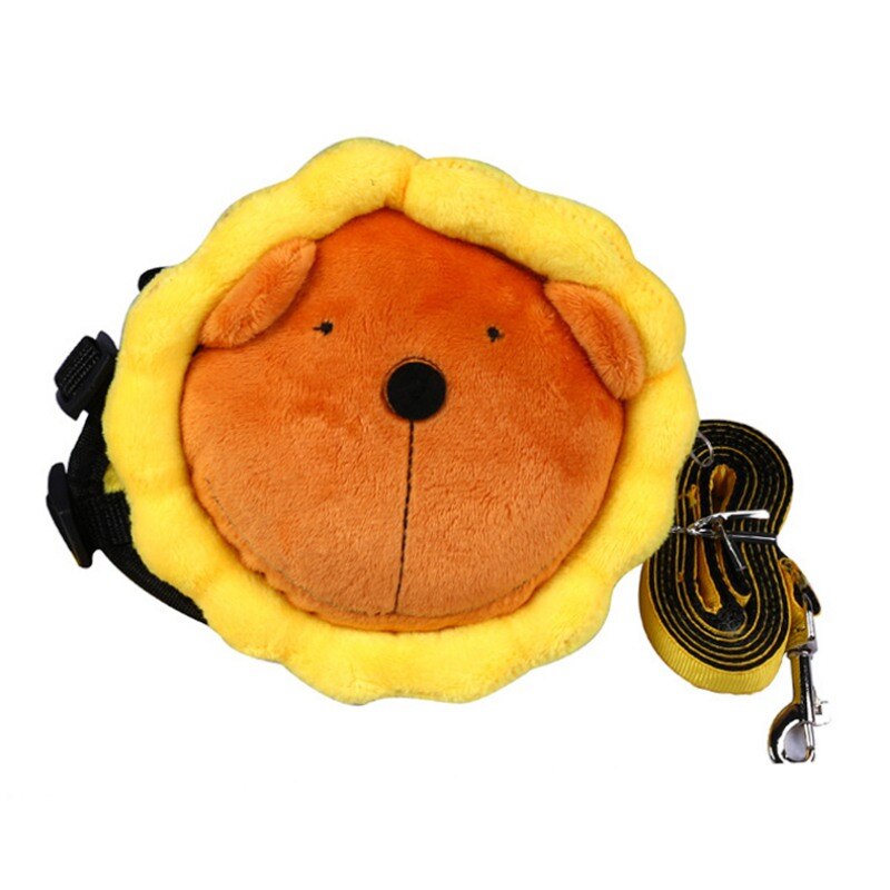 Sac à dos pour chien de compagnie 2 pièces | Harnais transporteur réglable, laisse antidérapante, chiots chats auto randonnée, sac à bandoulière, petite selle jaune bleu