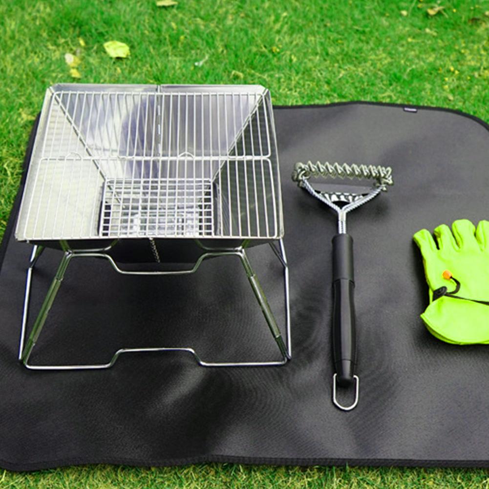 Barbecue Flame Retardant Protective Mat Outdoor Camping Cloth Floor Protection Mat Insulation Cushion Silicone Fireproof Cloth