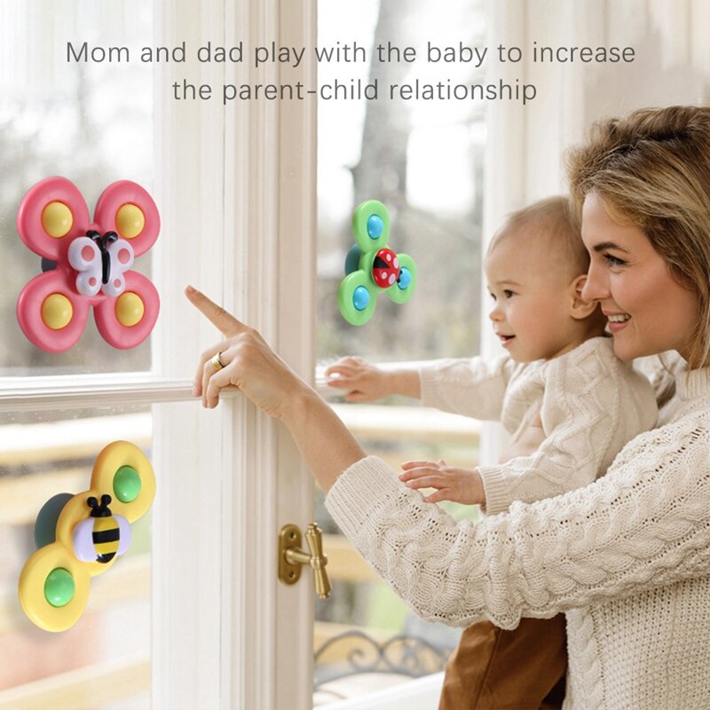 Baby Ring Drie Kleur Sucker Insect Turn Gelukkige Baby Bad Speelgoed