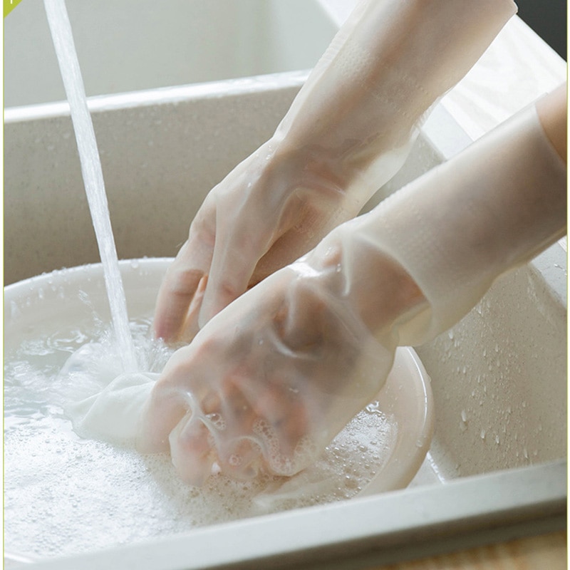 Casa de limpieza de plástico guantes de caucho de nitrilo Limpieza de cocina platos/ropa impermeable Durable resistente al desgaste guantes