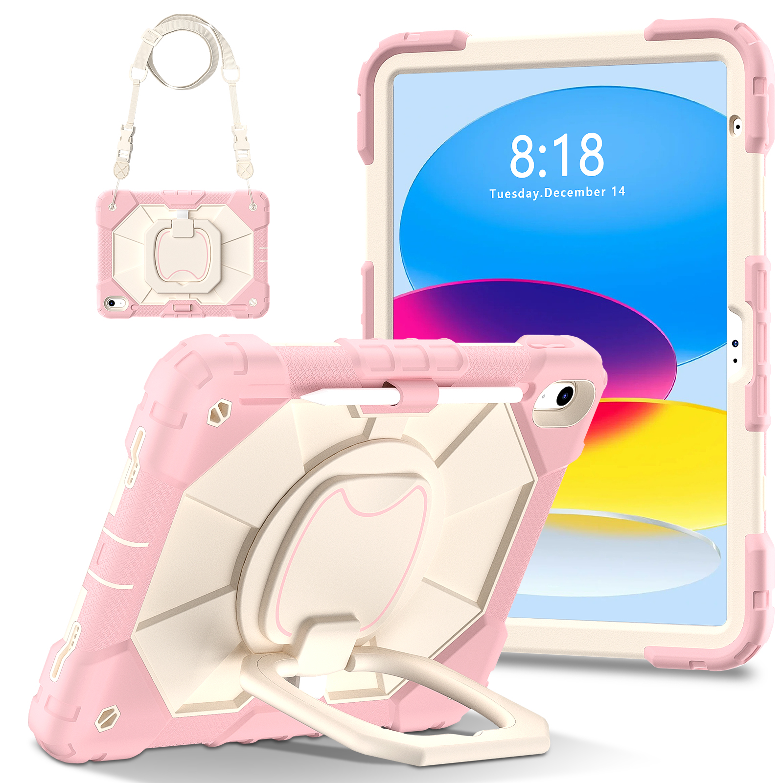 Étui de protection pour tablette adapté pour iPad A16 11Th (2025)/Ipad 10.9 10Th (2022) avec support de sacoche, 12 couleurs disponibles: onze / Or