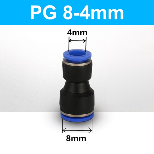 Quick Pneumatic Fittings Plastic Connector PG 4/6/8/10/12/14mm High Pressure Hose Variable Diameter Air Pipe Straight Butt Joint: 4mm-8mm