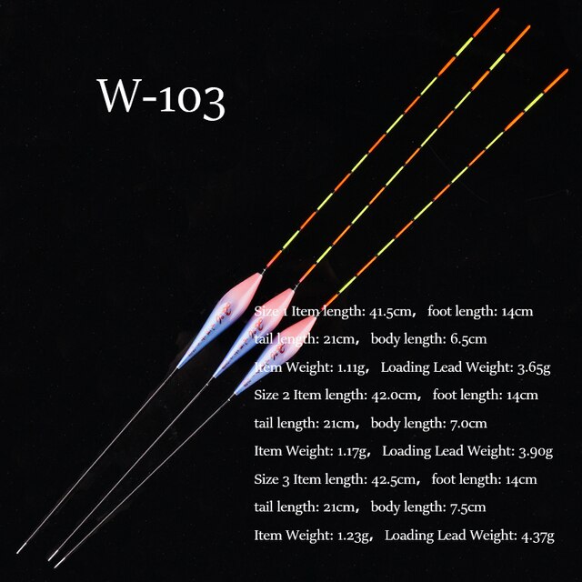 3 st/parti fiskeflöten 1-3#  flöten i komposit nanoplast för fiske med bobbers för sötvattensfiske: W -103