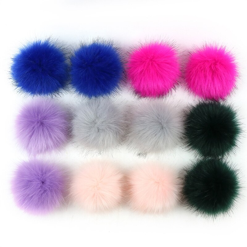 12Pcs 8Cm Diy Winter Faux Fur Ball Pompom Vrouwen Auto Tas Sleutelhanger Sleutelhanger Elastische Diy Sleutelhanger Konijn haarwortel Zakken Hoed Decor: 13