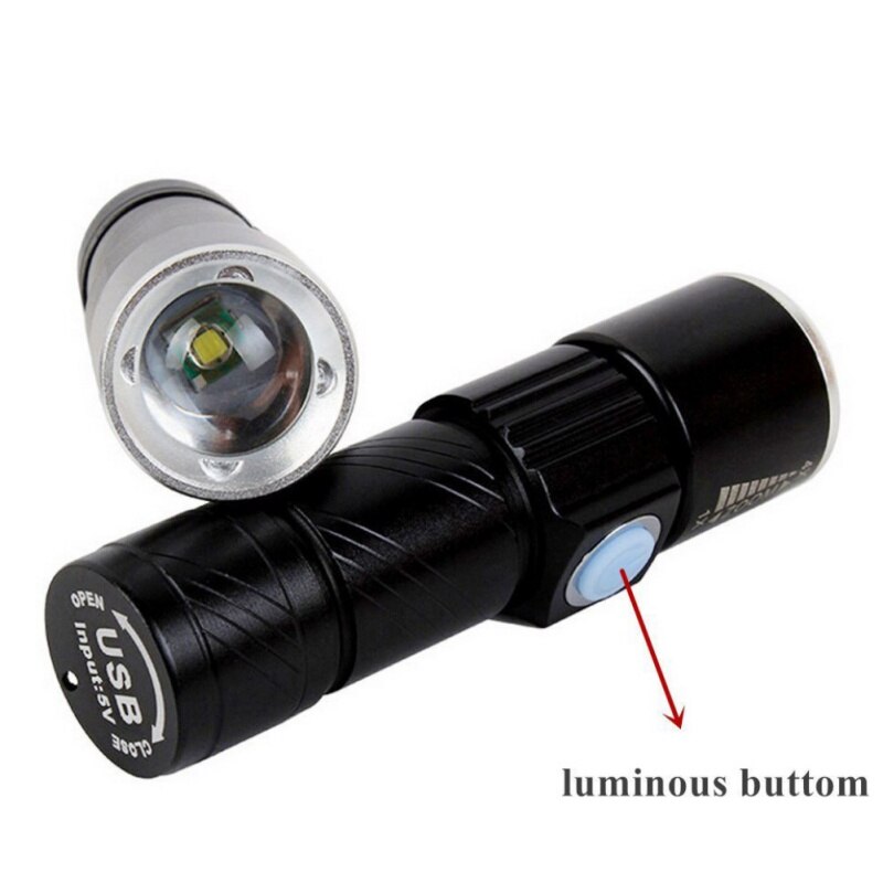 Camping Light USB Handy Powerful LED Flashlight Rechargeable Torch Flash Light Bike Pocket LED Zoomable Lamp