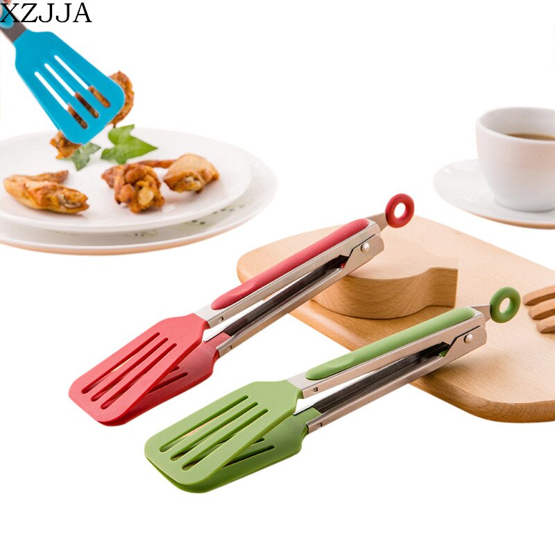 Xzjja 1 stk rustfrit stål køkken mad klemme grill tang anti varme pizza brød bøf tang klip mad tang køkken bage værktøjer
