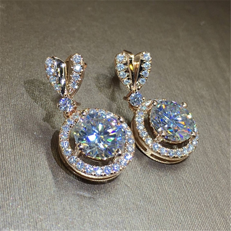 NPKDS Cute Bow-Knot Big Crystal Zircon Earrings Luxury 925 Silver Drops Earrings for Women Wild Wedding Evening Party Earrings