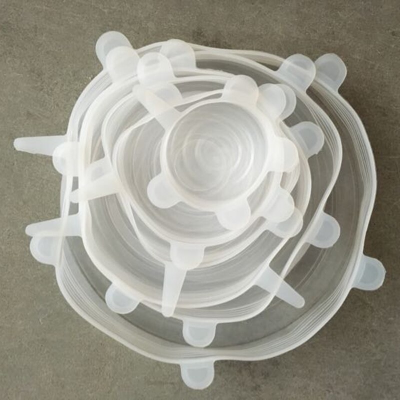 6 stuks herbruikbare siliconen rekdeksels universele deksel siliconen voedselfolie kom pot deksel siliconen deksel pan koken keuken stoppers