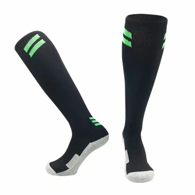 Cycling Socks Kids Men's Women Thicken Soccer Socks Running Basketball Socks Football Sport Team Long Towel Socks Bike Stockings: CJM6 black / Kids size