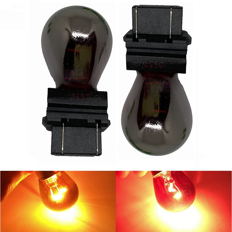 Luces Intermitentes externas para coche, bombilla halógena de , color rojo ámbar, T25, 3156, 3157, P27W, 12V, 27W, 2 uds.