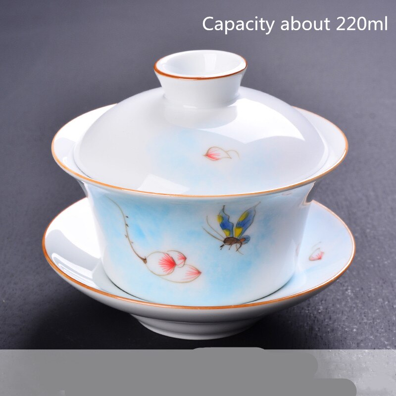 1PCS Ceramic Tea Bowl Blue and White Porcelain Tea Bowl Simple Household Tea Set Accessories WSHYUFEI: A