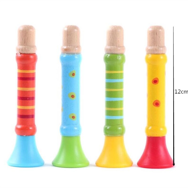 Baby trä musikinstrument leksaker liten högtalare trä vertikal visselpipa små högtalare trumpet leksak barn barn slumpmässig färg