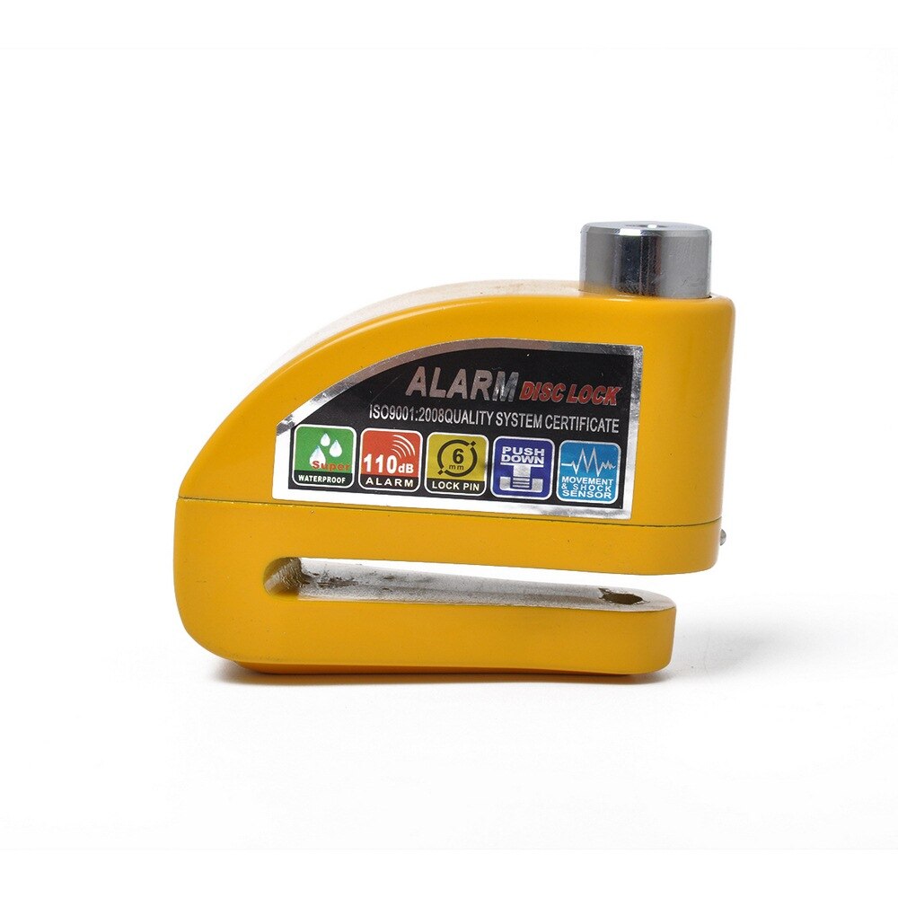 Motorcycle Bike Safety Anti-theft Lock Wheel Brake Lock Safety Alarm Anti-theft Device System Motorcycle Scooter Anti-theft Lock: Yellow