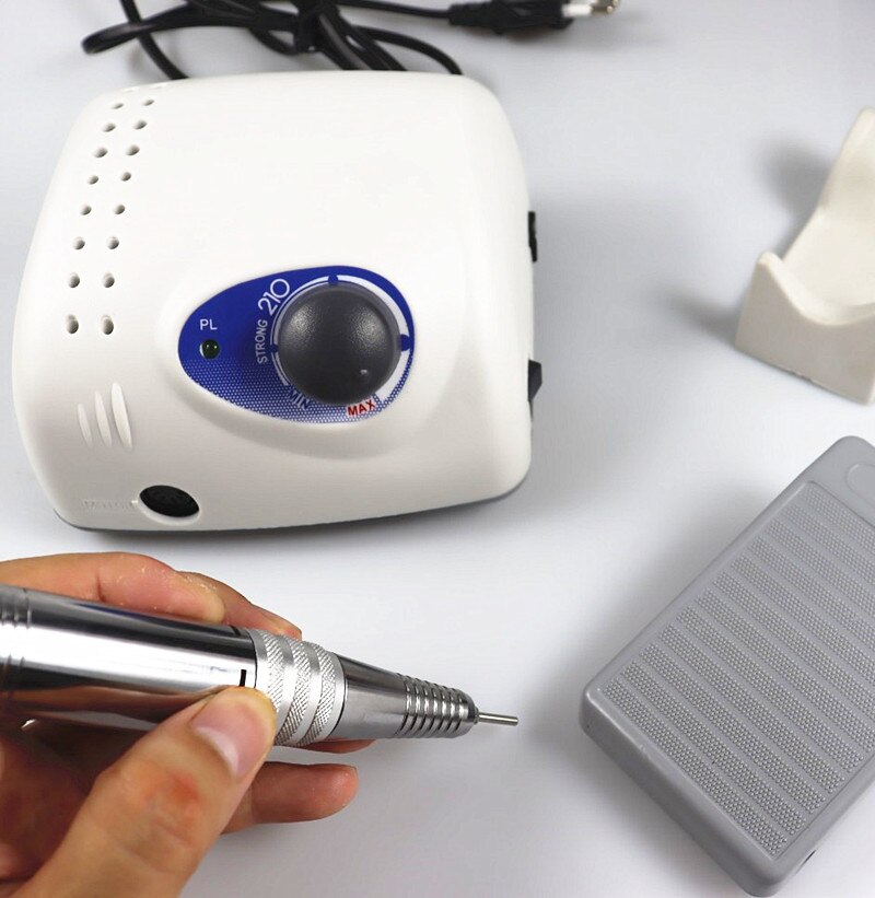 XIINail-taladro Strong 210 PRO, cortadores de máquina de manicura eléctrica uña, pulidora, lima de uñas, 35K