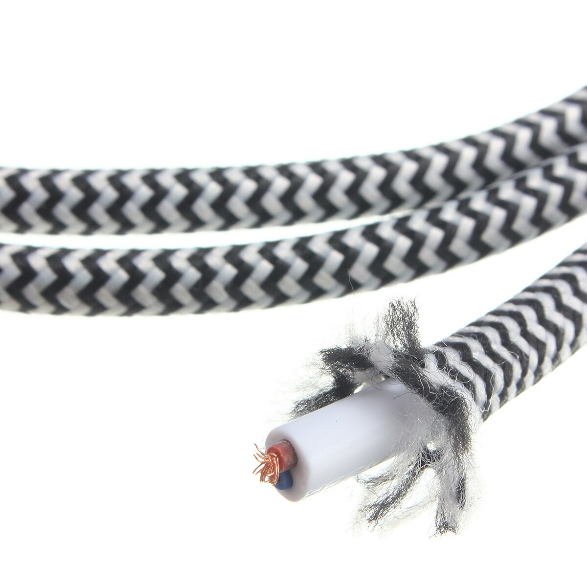 200 cm 2 Ader Stoff Kabel Muticolor Jahrgang Twist Geflochtene Stoff Licht Kabel Tuch Elektrische Draht Kronleuchter Anhänger Lampe Drähte: BlackWhite