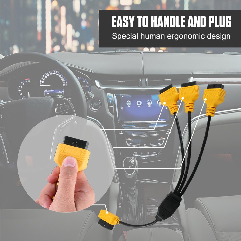 AUTOOL OBD2 Splitter Cable OBD 2 Extend Y Cables 1 to 3 Converter Adapter Wire 50cm J1962M to 3-J1962F OBD2 Extension Split Cord