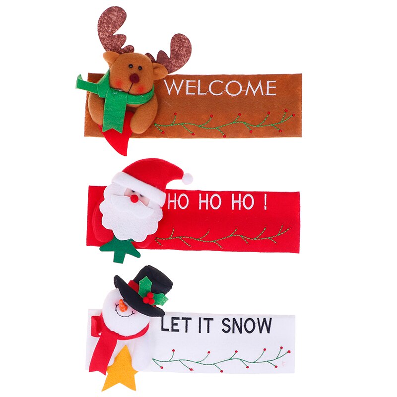 Pomo para manija de puerta de refrigerador de cocina, cubierta de tela, decoración de venado navideño, 1 Uds.