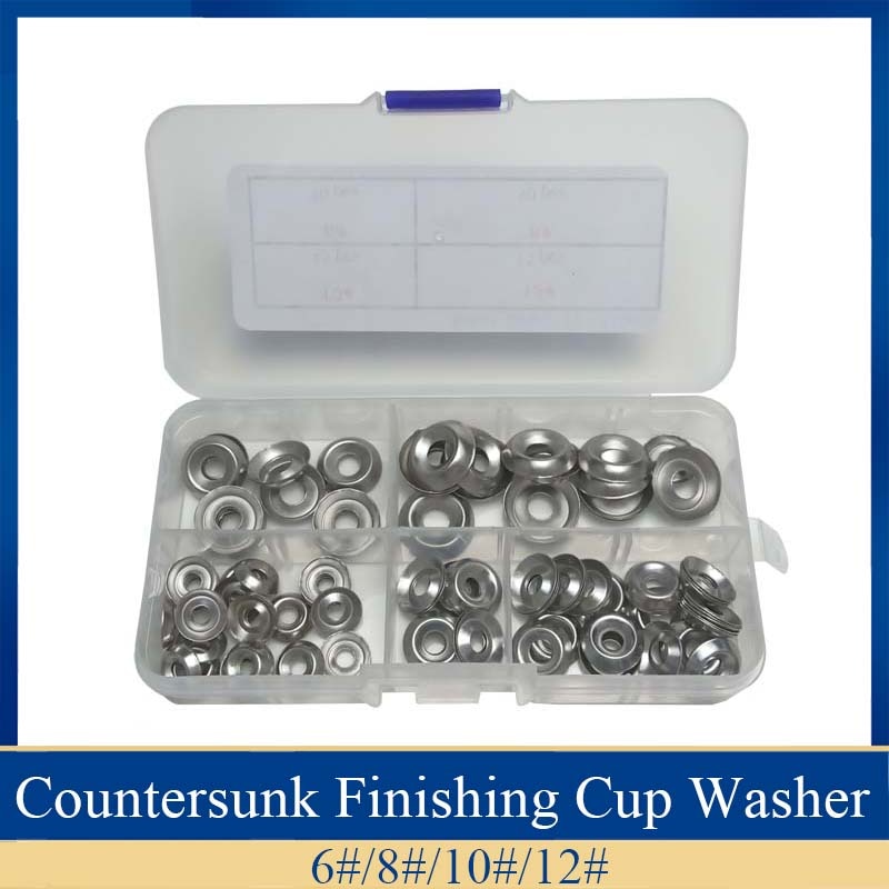 6#/8#/10#/12#304Stainless Steel Countersunk Finishing Cup Washer Assortment 110pcs/set kit