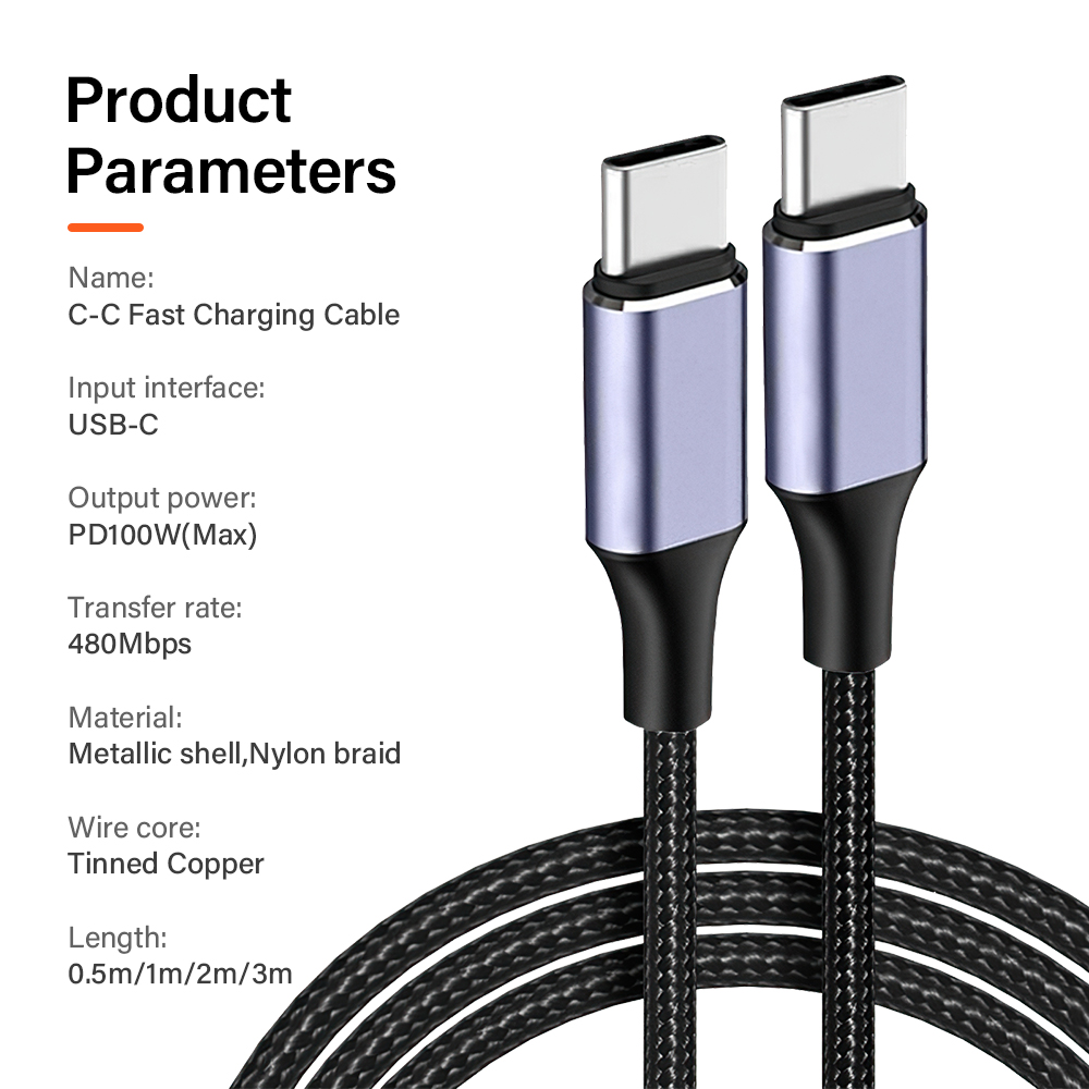 100W USB C To USB Type C Cable For iPhone 16 15 Plus Pro max USB C PD Fast Charger Cord USB-C Type-c Cable For Macbook Pro 1M 3M