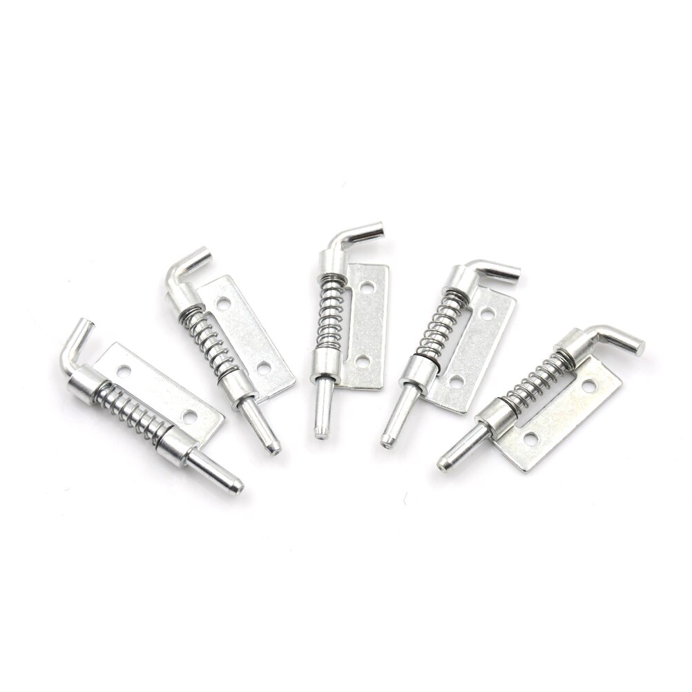 5pcs Spring Loaded Metal Security Barrel Bolt Latch Silver Tone Spring Latches Door Cabinet Hinges Hardware 5.3 X 1.7cm