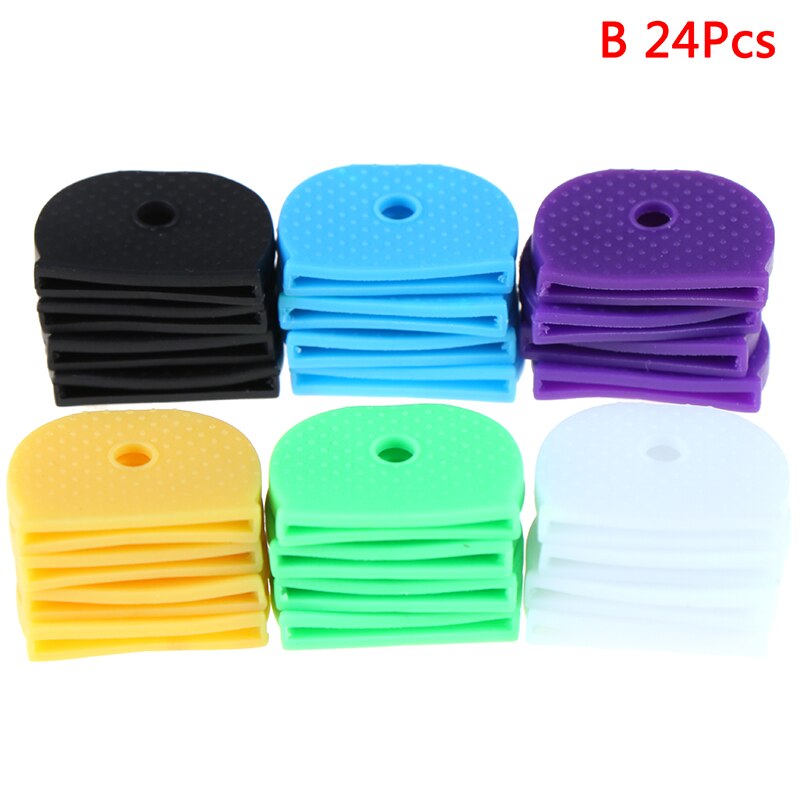 10/24/32Pcs Multi Color Key Covers Hollow Rubber Soft Key Locks Keys Cap Topper Keyring Key Case Easy Identification Of Door Key: 24pcs