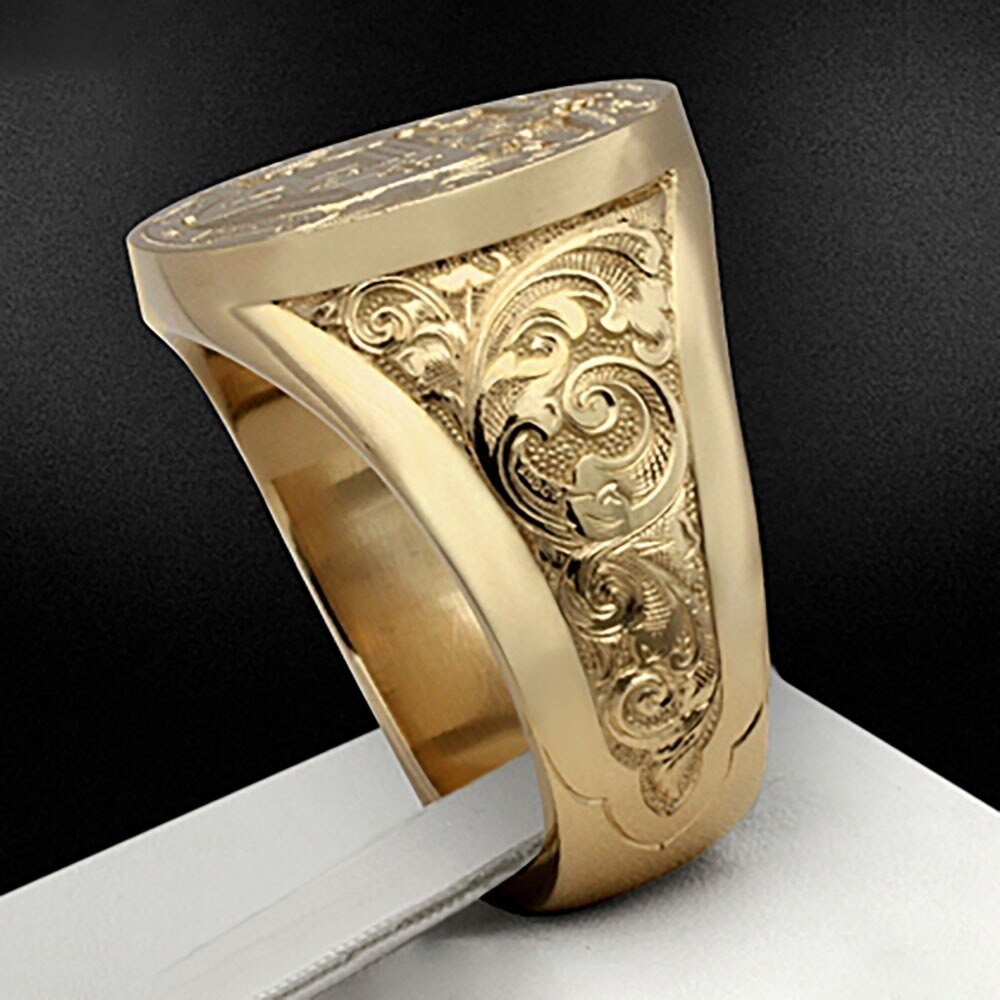VILAGE Rome Classic Retro Style Male Domineering Ring Luxury Knight Ring Male Wedding Jewelry Party Accessories