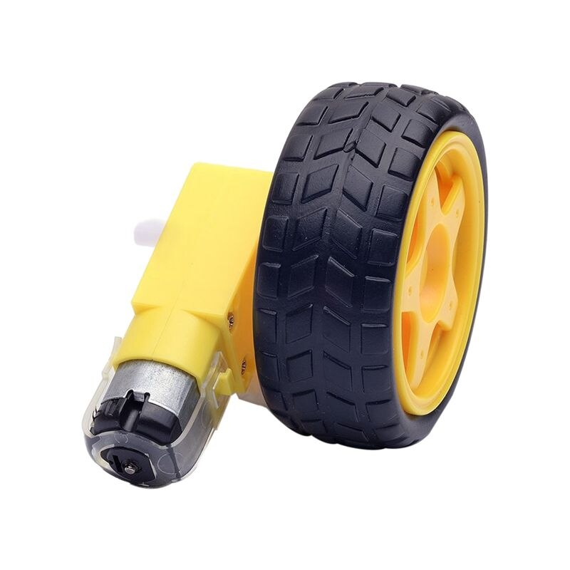 2Pcs Plastic Tire Wheel with Gear Motor Dual Shaft for Smart Car Robot Arduino (Pack of 2)
