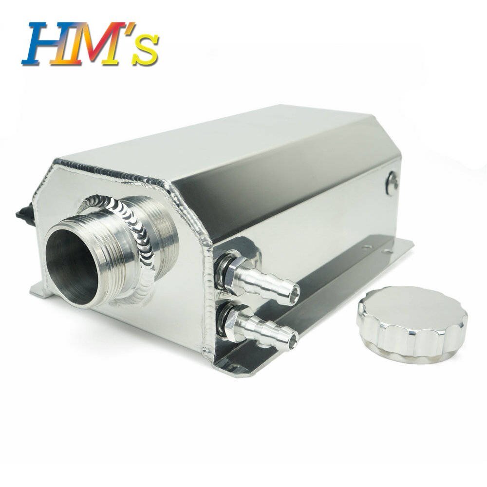 2L Polished Radiator Overflow Tank Can Header Water Coolant Expansion Tank Universal Tank Aluminum