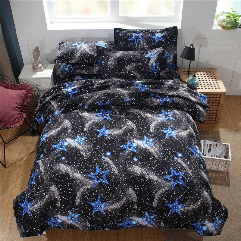 Kodin tekstiili pussilakana sarjakuva tähtitähti englantilainen tyyli 3 kpl /2 kpl pussilakana tyynyliina perheen lastenhuoneen asuntoloita: 1 / Täyskansi 160 x 210cm