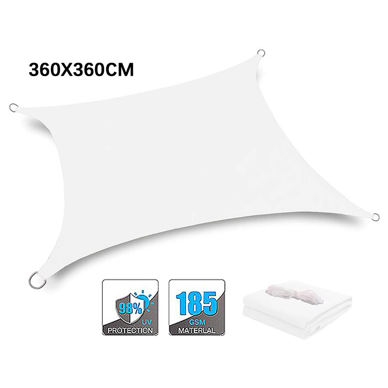 White 300D waterproof awning, triangle, rectangle, square awning shade sail outdoor awning garden terrace swimming pool awning: white 360cm x 360cm