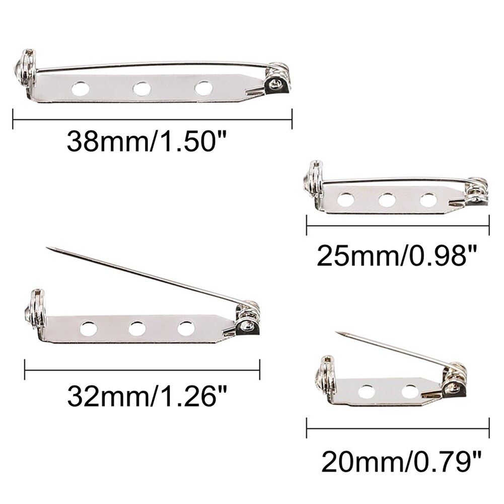 10 Stuks Silver Bar Pins Broche Pin Tone Pin Terug Sluiting Broche 4 Maten 20 Mm, 25 Mm, 32 Mm En 38 Mm Html