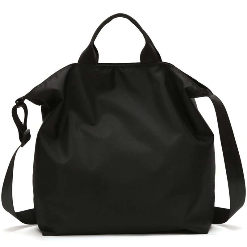 Large Capacity Nylon Waterproof Travel Shoulder Bag Women Luggage Handbag Top-handle Portable Bag For Women Tote: Black