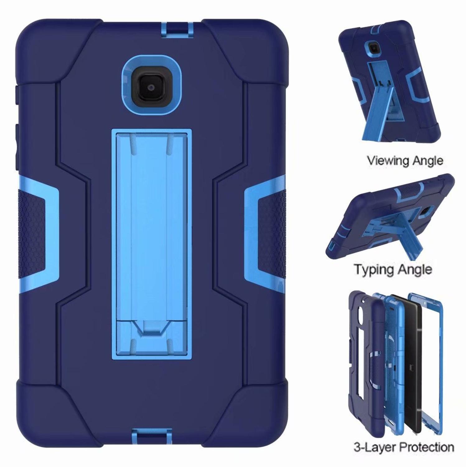 Shockproof Silicon PC Hybrid Stand Kids Safe Tablet Cover For Samsung Galaxy Tab A 8.0 T387 SM-T387W SM-T387V Case +FilmPen: NBlue
